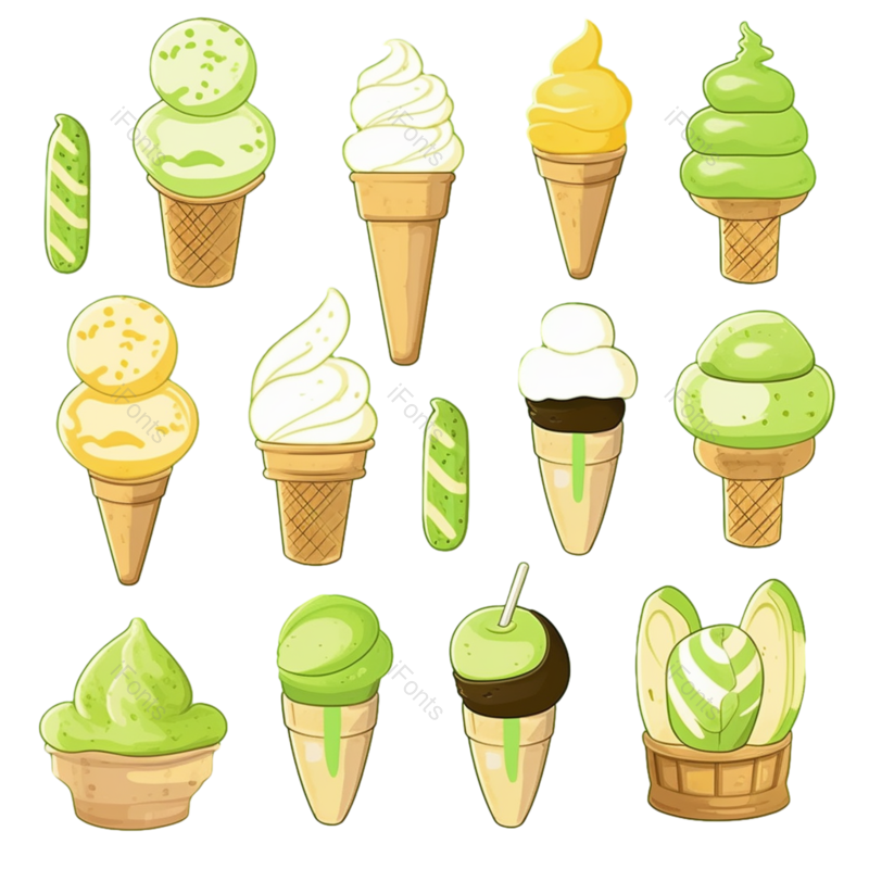 夏天图片,甜品元素,冰爽PNG,水果冰淇淋免抠素材